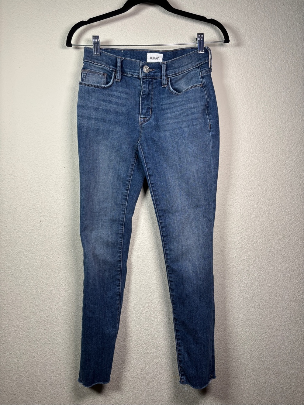Hudson Natalie Midrise Super Skinny Ankle Jeans Size 24 Raw Hem